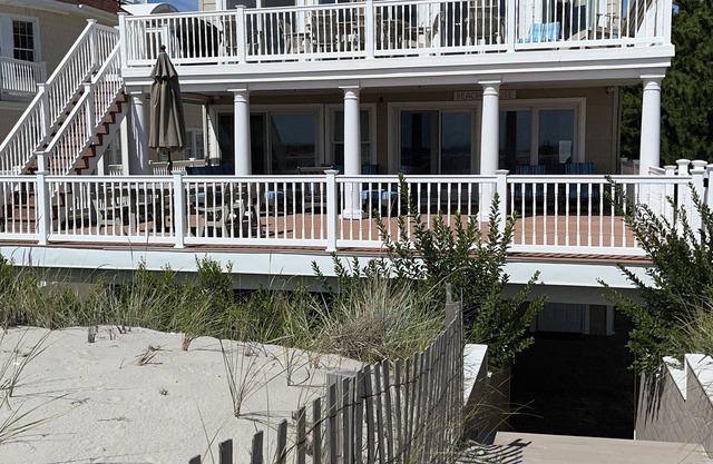Seven bedroom Ocean Front, on the dunes at Brant Beach, with private beach path.