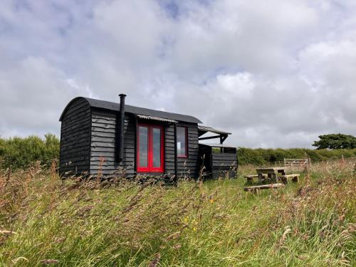 Shepherds Hut in a private meadow with sea views