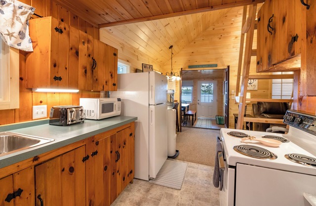 Side by Side Cabins on Lake with Private Beach near Acadia National Park