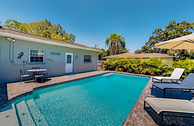 Carefree Poolside Paradise with Outdoor Dining & Firepit, Home Office, Hot Tub