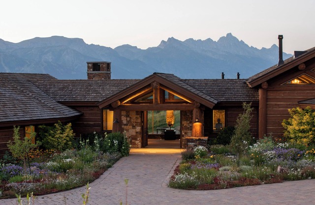 Six-bedroom property features a sizeable art collection & Teton views