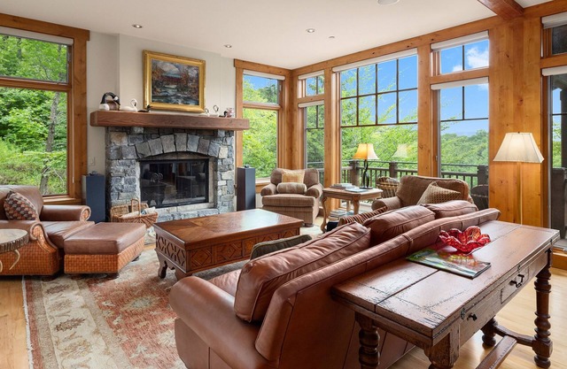 Ski in Ski out 5 Bedroom Spruce Peak Lodge Luxury Mountain Cabin with slope-side views.
