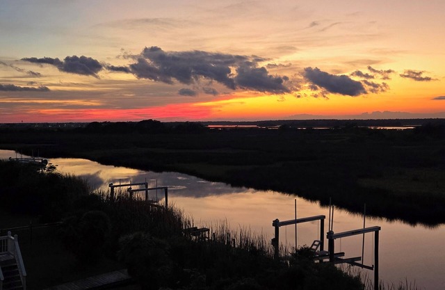 Soundfront, private dock, neighborhood pool, beach access, and tennis, Sunsets