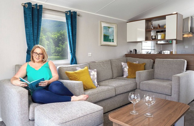 Spacious and luxurious 12ft-wide caravan with one double and two twin.