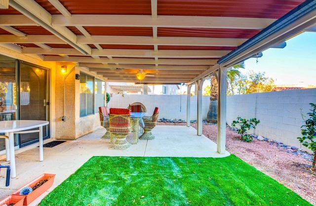 Spacious villa w/ 4 bdrms and 3 full bthrms with a L byrd, c patio, 2 car garage
