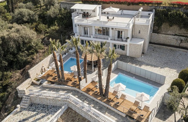 Spacious villa with stunning sea views in Gouvia near Corfu Town, great for multigenerational travel