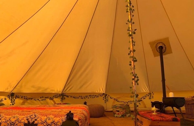 Star Gazing Cozy Hot Tent with Log Burner