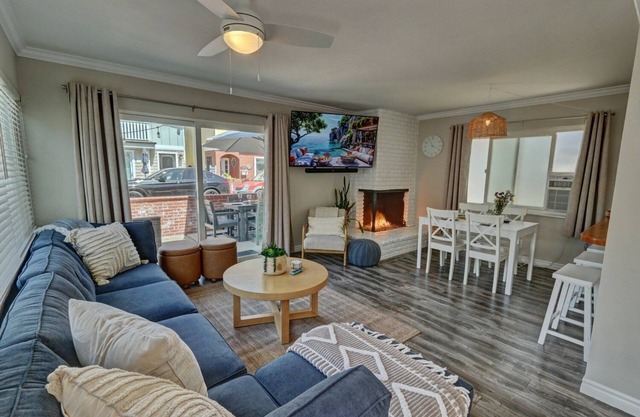 Steps to Sand w/Patio & Fireplace