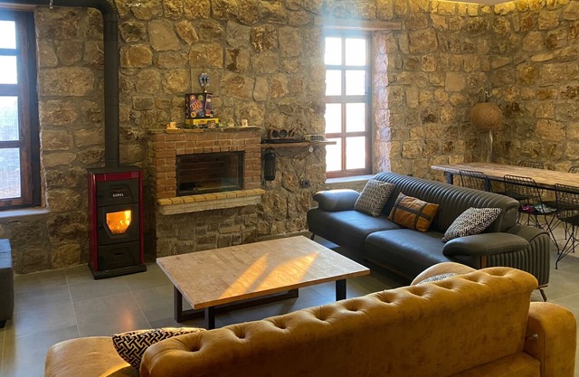 Stonehouse w Fireplace, Pool and Backyard in Izmir