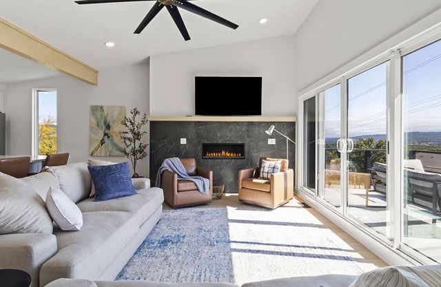 Stunning views from the treetop terrace of this brand new, contemporary home.