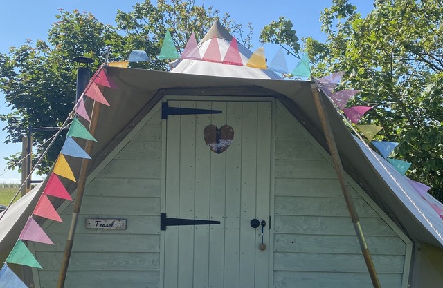 The Glade. Luxury Bell Tent with partial sea and countryside views. Dog friendly