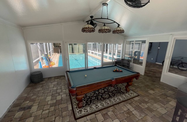 This house has swimming pool with water heater.