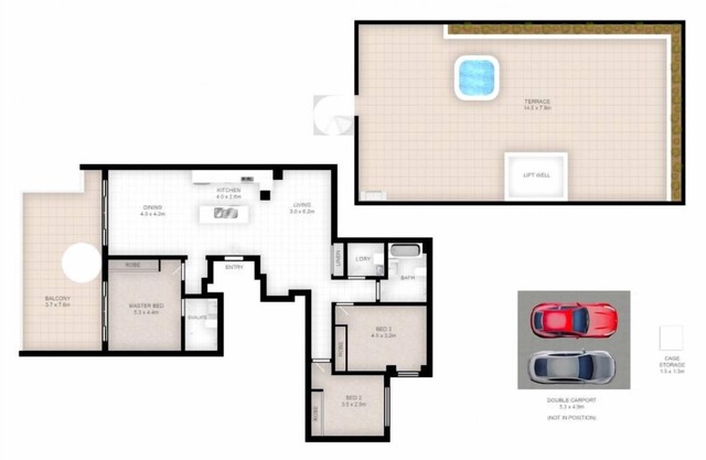 Penthouse de trois chambres
