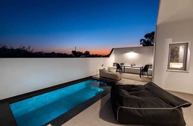 Thrilling Santorini Villa | Villa Gauche | 2 Bedrooms | Furnished Sun Terrace with Private Heated Pool | Perissa