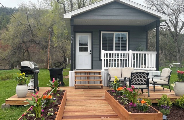 Tiny Home Cabin with Wyoming Modern Frontier style in the town of Hulett