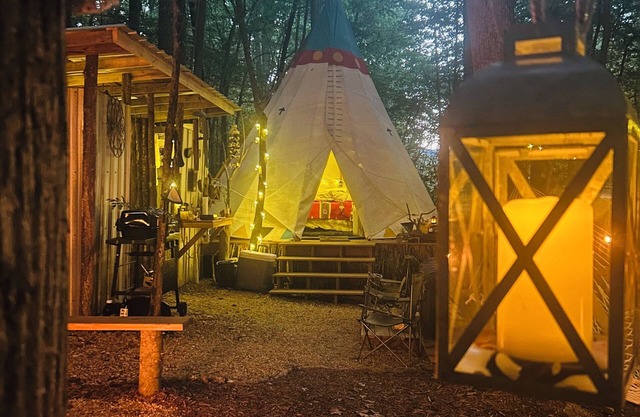 Tipi Among the Trees Couples Glamping Retreat with Jacuzzi