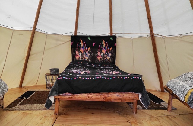 Tipi dans la clairière au bord du Lac Du Der
