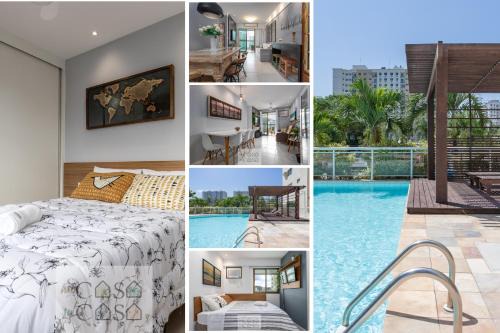 TOP 3 QUARTOS com ESTACIONAMENTO em Condominio com PORTARIA 24h, PISCINA, Sauna e Parquinho Infantil - Apartamento com Ar Condicionado, SmarTV, Wi-Fi 120 mbps e Cozinha Completa