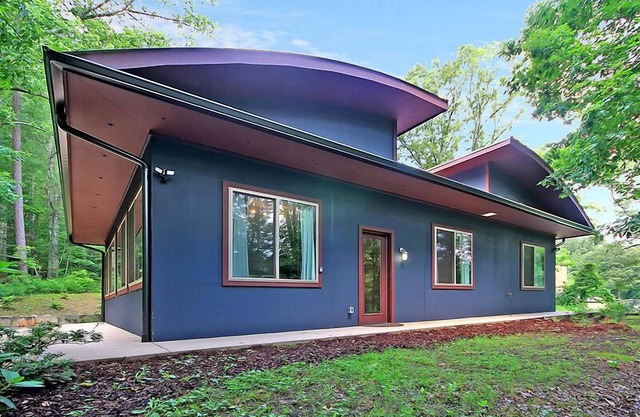 Trails End Retreat | Contemporary Asheville Home with Firepit & Hot Tub