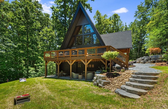 Unique A-Frame cabin with Hot tub,Firepit,Jukebox