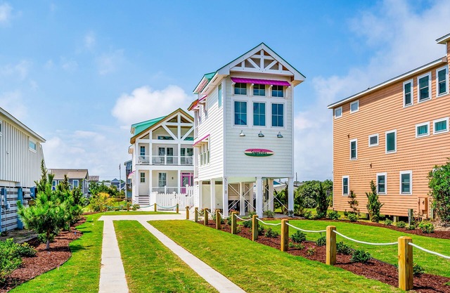 Unique coastal home & pool house with private pool and retro finishes