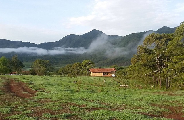 Maison écologique unique dans les montagnes avec vue sur un lac.