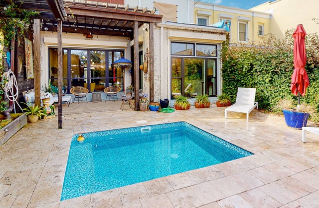 Unique & stylish home with private plunge pool, patio, central AC & washer/dryer