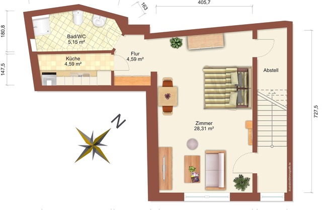 Appartement très central / 150m du gr. Plöner See / Fewo 2 / Boxspringb. 2x2,20m