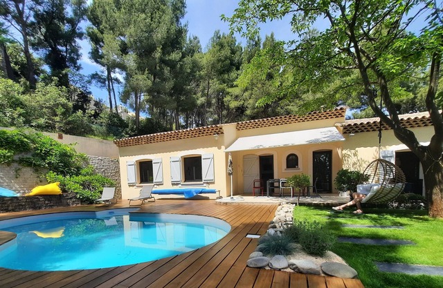 Villa with pool nestled in the pine forest.