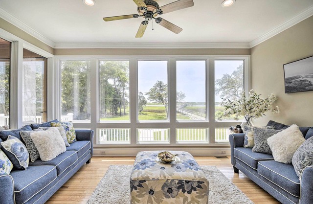 Waterfront Sunset Beach Escape w/ Dock & Golf View