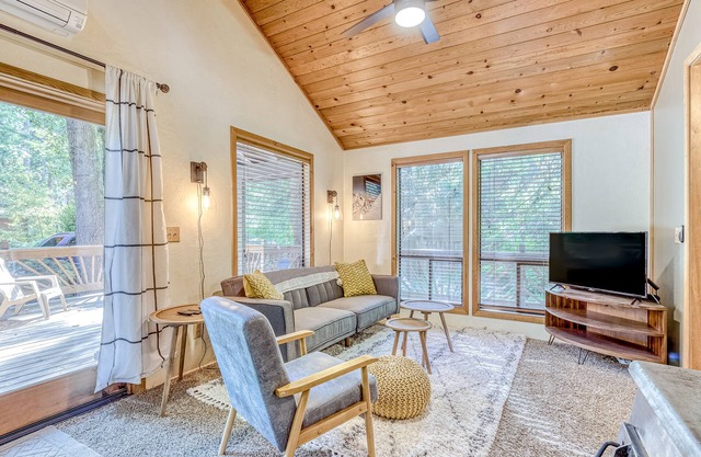 Woodland Cabin w/ Large Deck, Gas Grill, Wood Stove & WiFi - Dogs Welcome