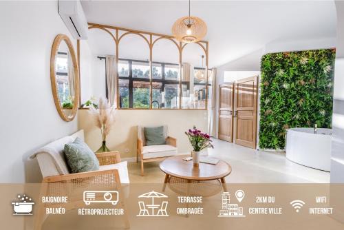 Nyons Appartement | ÉROS - Loft entier avec Balnéo & Rétroprojecteur