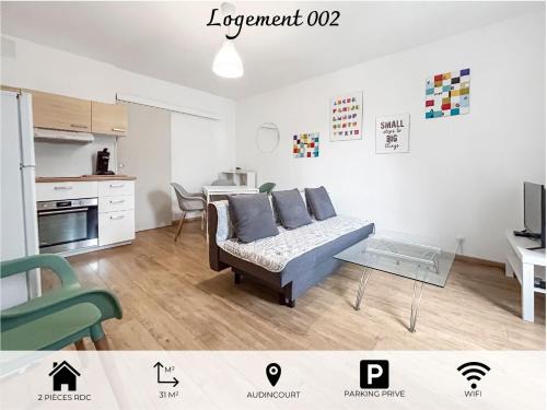 Audincourt Appartement | 002-T2 cosy 2 à 4 pers Lumineux Wifi & Parking