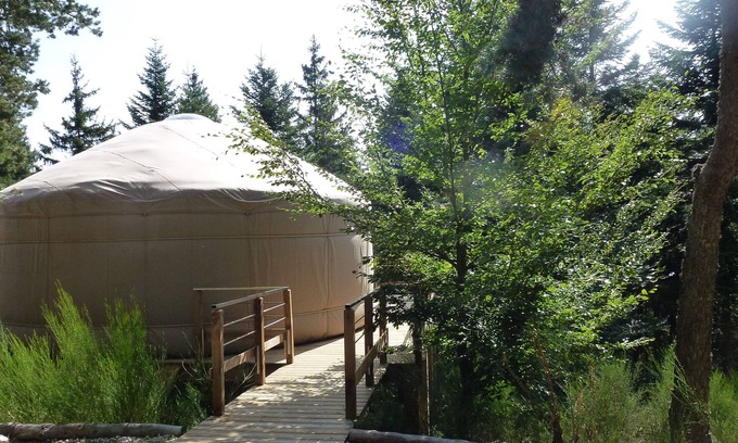 Saint-Bonnet-le-Froid Cabine | 1 yourte contemporaine tout confort située dans un bois en terrasse avec vue.