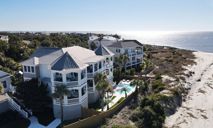 Isle of Palms Maison | 100 Ocean Blvd-Oceanfront, Pool, views of Ocean, Breach Inlet & Marsh!