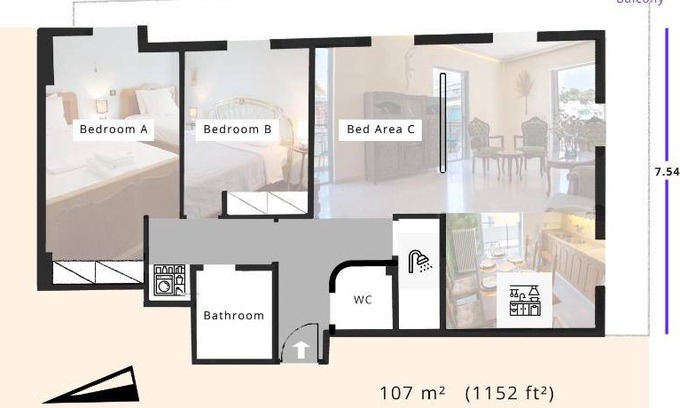 Thissio Appartement | 107 m² Appartement ∙ 2 chambres ∙ 6 personnes