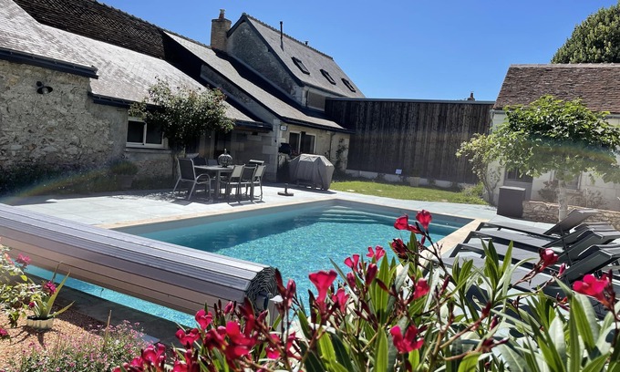 Azay-sur-Cher Cottage | 2 gîtes de caractère, piscine, Châteaux de la Loire, 6 chambres 4SDBWC, 12 pers.