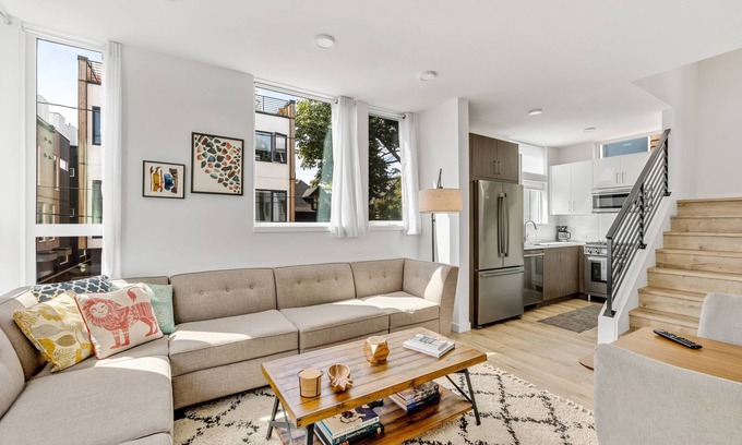 Minor Maison | 2BR Townhome w/ City Skyline Views & Easy Parking!