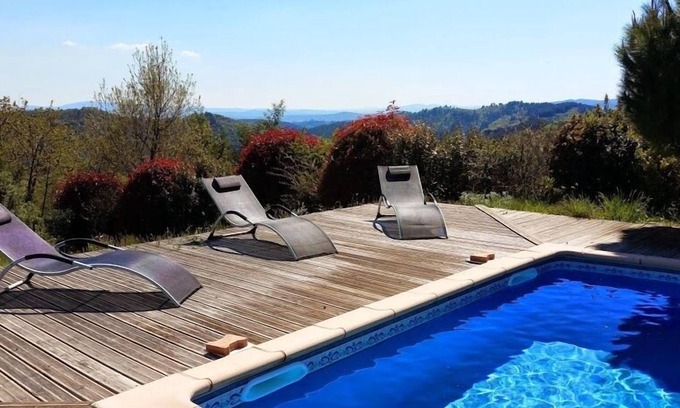 Saint-Andeol-de-Vals Maison | Domaine de 3 logements avec grande piscine au sel 12x6 - Idéal grandes familles