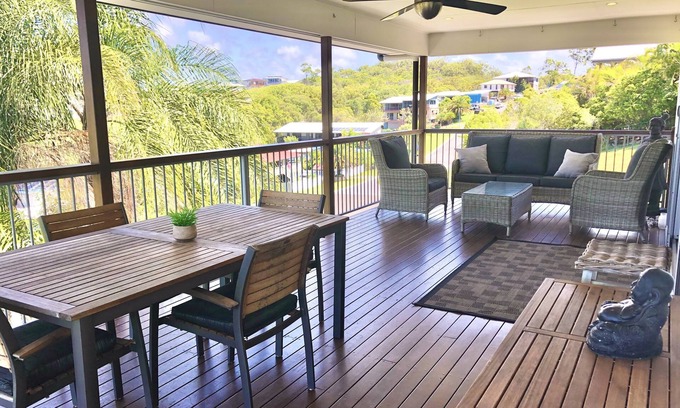 Agnes Water Maison | 4 bedroom home with 180 degree ocean and township views. Walk to beach and shops