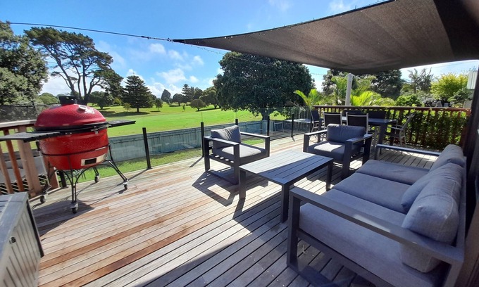 Mount Maunganui Maison | 5 bedroom home on Mount Maunganui Golf Course, Omanu beach across the road.