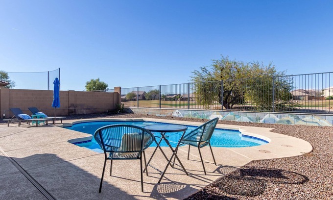 San Tan Valley Maison | 5BR/3BA Home with Private Heated Pool and Golf Course Views in San Tan Valley