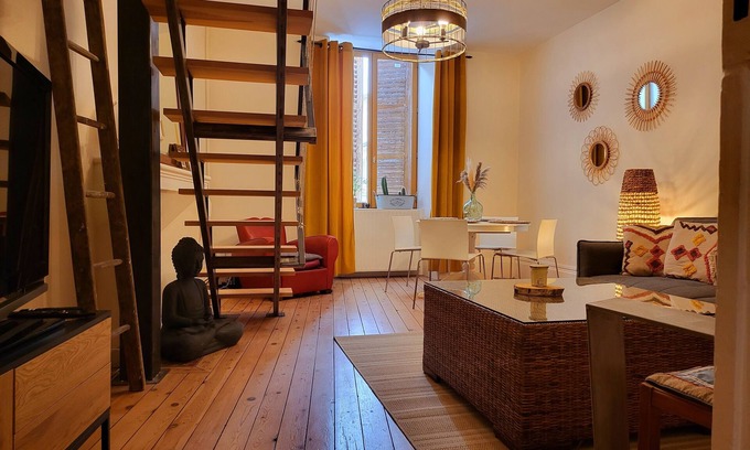 Gannat Appartement | "Duplex Macon" style Bohème chic de 60m2, à 20min de Vichy