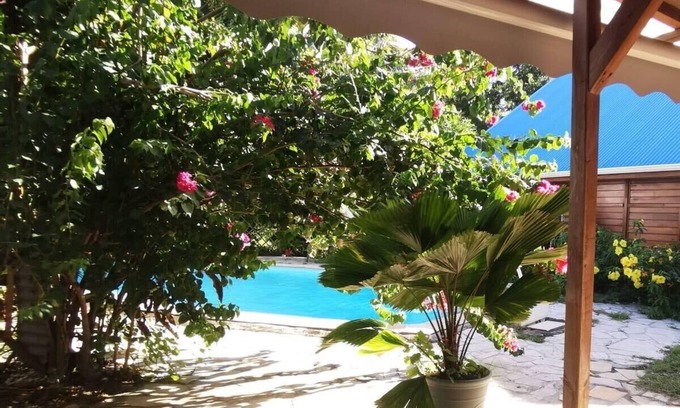 Saint-Charles Appartement | 971F2-Gîte Sud-Ô-Naturel, "Mangue'Divine" pool view