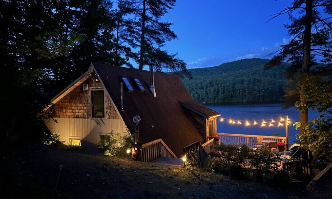 Lake Luzerne-Hadley Cottage | Adirondacks Lakefront Relaxation: Waterfront A-frame Cottage on Lake Luzerne!