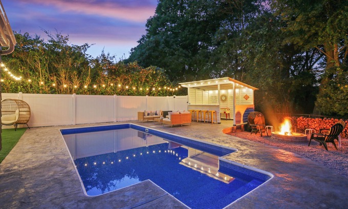 Pawcatuck Maison | Affordable Luxury Resort Home with an In-Ground Pool & Hot Tub. Sleeps 10.