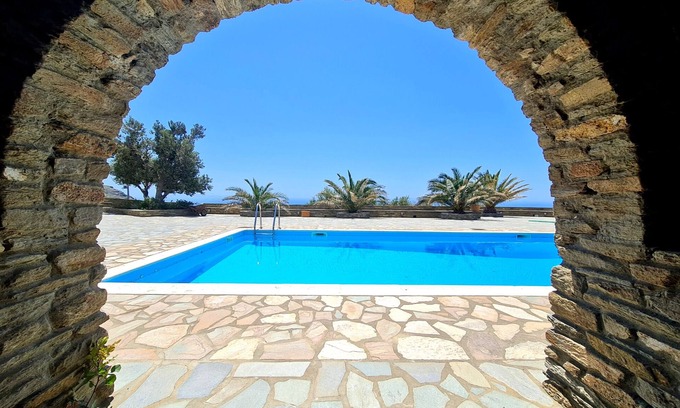 Megas Yialos-Nites Maison | Andros Serenity-Adults Only-Sea view-pool/jacuzzi stone residence