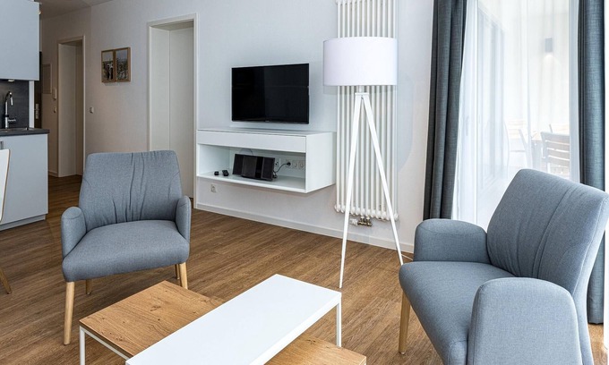 Bensersiel Appartement | Apartment Nahe der Nordsee mit Terrasse, Parkplatz, Schwimmbad- & Saunanutzung