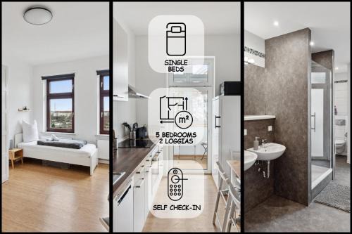 Ost Appartement | Apartment für 13 Gäste, 5 Schlafzimmer, 2 Bäder, 2 Loggia's, Leipzig Zentrum Ost
