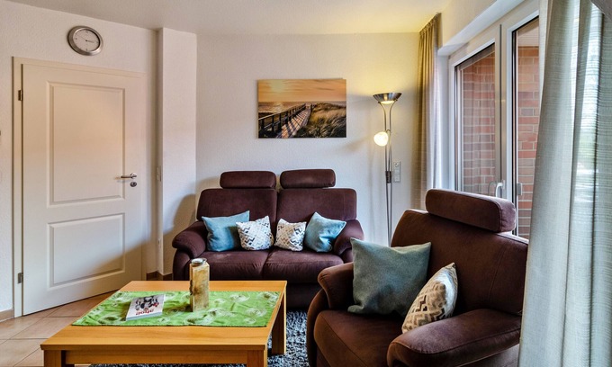 Norddeich Appartement | Appartement "Ferienwohnung Neue Sande" avec jardin privé, balcon et Wi-Fi